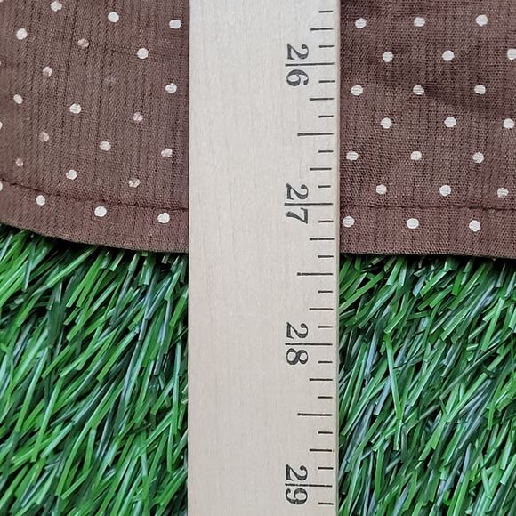 Vintage 90s Polka-Dot Disco Button Shirt Medium 18x27 Brown - Picture 5 of 11